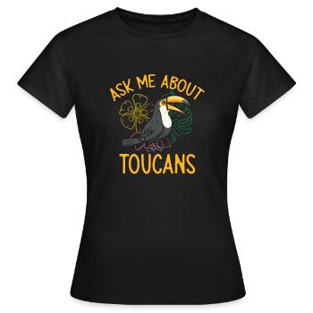 Forêt tropicale des oiseaux toucans - T-shirt Femme - noir - Devant - AI Model Female 172 dark (172cm)