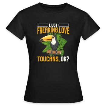 Tukan Vogel Regenwald - Frauen T-Shirt - Schwarz - Vorne - AI Model Female 172 dark (172cm)