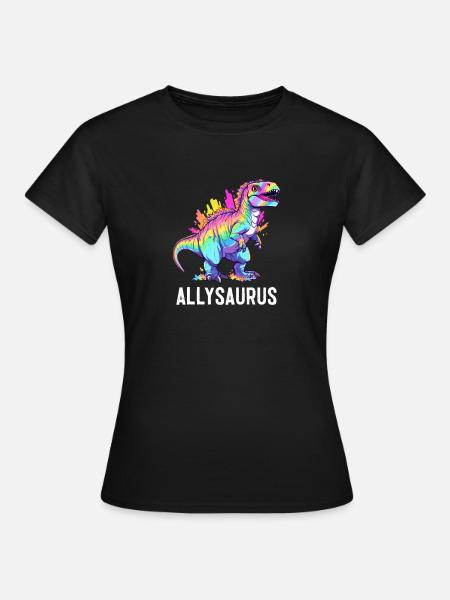 Allysaurus Dinosaur Rainbow Flag pour Ally LGBT Pun - T-shirt Femme - noir