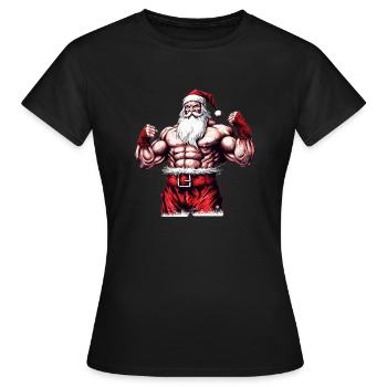 Flexmas Santa: culturiste de Noël pour saisonnier - T-shirt Femme - noir - Devant - AI Model Female 172 dark (172cm)
