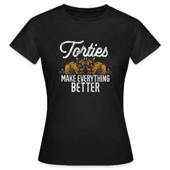 Écaille de tortue Chat Écaille de tortue Chat Tortie - T-shirt Femme - noir - Devant - AI Model Female 172 dark (172cm)