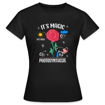 Plant Lover Flowers Magic Photosynthesis Pun Funny - Women's T-Shirt - black - Front - AI Model Female 172 dark (172cm)