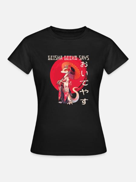 Geisha Gecko vous souhaite la bienvenue - D’inspiration japonaise - T-shirt Femme - noir