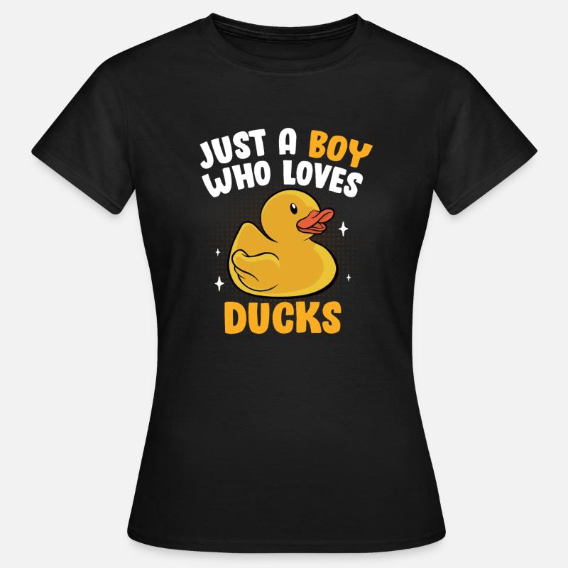 Bare en dreng, der elsker gummiænder ælling sjov d - Dame-T-shirt - sort