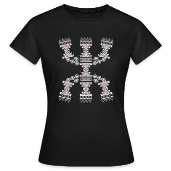MOTIFS OF AMAZIGH KABYLE CARPETS - Women's T-Shirt - black - Front - AI Model Female 172 dark (172cm)