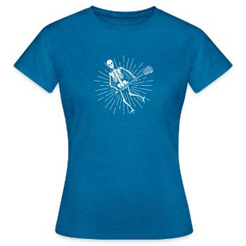 Skelett Lacrosse Spieler Sport Trainer Fan Lustig - Frauen T-Shirt - Antikblaues Saphir meliert - Vorne - AI Model Female 172 dark (172cm)