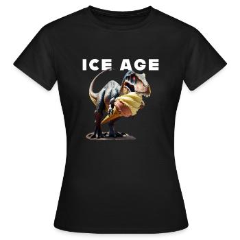 Eiszeit mit Dinosaurier - Frauen T-Shirt - Schwarz - Vorne - AI Model Female 172 dark (172cm)