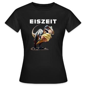 Eiszeit mit Dinosaurier - Frauen T-Shirt - Schwarz - Vorne - AI Model Female 172 dark (172cm)