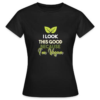 I Look good Vegan - Women's T-Shirt - black - Front - AI Model Female 172 dark (172cm)