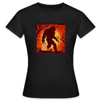 Drôle de tour ou de friandise Halloween Bigfoot - T-shirt Femme - noir - Devant - AI Model Female 172 dark (172cm)