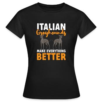 Lévrier italien Greyhound Chiens - T-shirt Femme - noir - Devant - AI Model Female 172 dark (172cm)