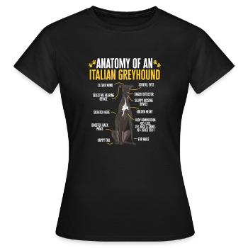 Lévrier italien Greyhound Chiens - T-shirt Femme - noir - Devant - AI Model Female 172 dark (172cm)