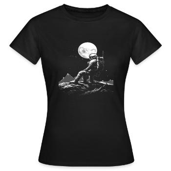 Astronaute assis sur la lune - T-shirt Femme - noir - Devant - AI Model Female 172 dark (172cm)