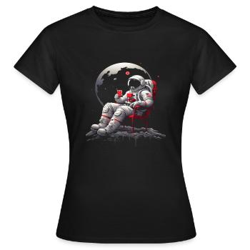 Astronaute comique avec de la crème glacée sur la lune - T-shirt Femme - noir - Devant - AI Model Female 172 dark (172cm)