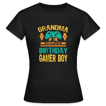 Grandma Of the Birthday Boy Gaming Family Party - Women's T-Shirt - black - Front - AI Model Female 172 dark (172cm)