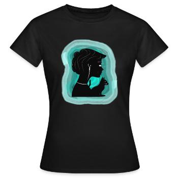 Un chat affectueux montre son affection - T-shirt Femme - noir - Devant - AI Model Female 172 dark (172cm)