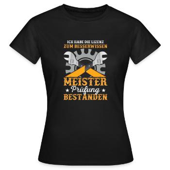 Lizenz Meisterprüfung bestanden - Frauen T-Shirt - Schwarz - Vorne - AI Model Female 172 dark (172cm)