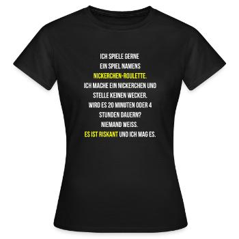 Schlafen müde Spruch - Frauen T-Shirt - Schwarz - Vorne - AI Model Female 172 dark (172cm)