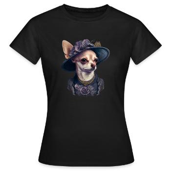 Chihuahua - Englische Dame Frauen Kleid Hund - Frauen T-Shirt - Schwarz - Vorne - AI Model Female 172 dark (172cm)
