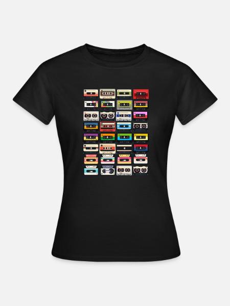 80er Jahre Kassette 1990er Bleistift Wickelkassette - Frauen T-Shirt - Schwarz