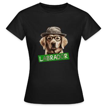 Labrador mit Hut Hundemama Hundepapa Labbi Wauwau - Frauen T-Shirt - Schwarz - Vorne - AI Model Female 172 dark (172cm)