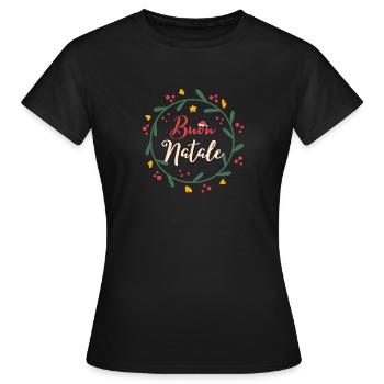 Buon Natale Italien Stolz Xmas Feiertag - Frauen T-Shirt - Schwarz - Vorne - AI Model Female 172 dark (172cm)