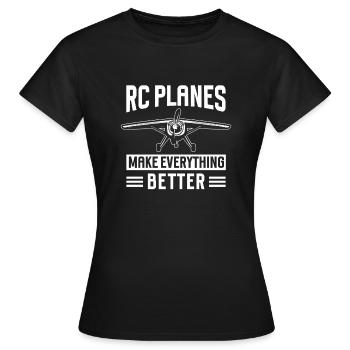 Modèle d’avion télécommandé - T-shirt Femme - noir - Devant - AI Model Female 172 dark (172cm)