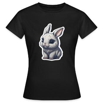 Hase Kaninchen Häschen Bunny Schlappohr - Frauen T-Shirt - Schwarz - Vorne - AI Model Female 172 dark (172cm)
