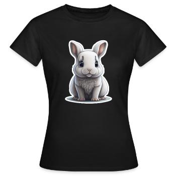 Hase Kaninchen Häschen Bunny Schlappohr - Frauen T-Shirt - Schwarz - Vorne - AI Model Female 172 dark (172cm)