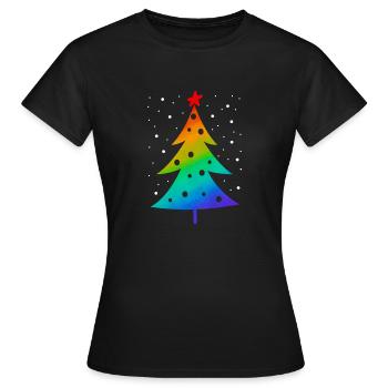LGBT-Q Stolz Regenbogenfahne Homosexuell Weihnacht - Frauen T-Shirt - Schwarz - Vorne - AI Model Female 172 dark (172cm)