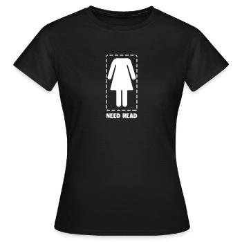 Drôle Besoin de tête Blague Femme sans tête Gag Humour Jeu de mots - T-shirt Femme - noir - Devant - AI Model Female 172 dark (172cm)