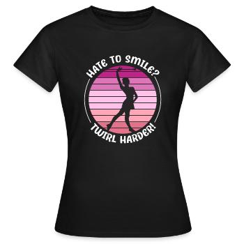 Bâton Twirling Hate To Smile - Twirl Matraque - T-shirt Femme - noir - Devant - AI Model Female 172 dark (172cm)
