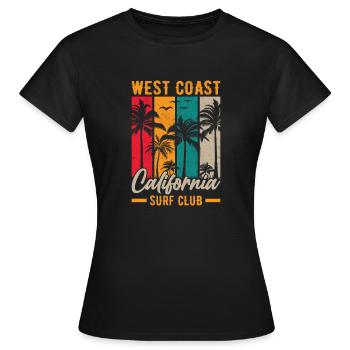 Côte Ouest Californie Surf Beach Palm Trees États-Unis - T-shirt Femme - noir - Devant - AI Model Female 172 dark (172cm)