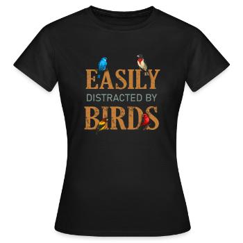 Facilement distrait par les oiseaux Bird Lover - T-shirt Femme - noir - Devant - AI Model Female 172 dark (172cm)