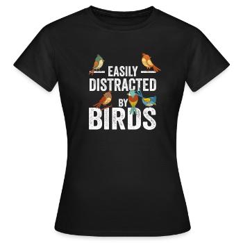 Facilement distrait par les oiseaux Bird Lover - T-shirt Femme - noir - Devant - AI Model Female 172 dark (172cm)