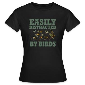 Facilement distrait par les oiseaux Bird Lover - T-shirt Femme - noir - Devant - AI Model Female 172 dark (172cm)