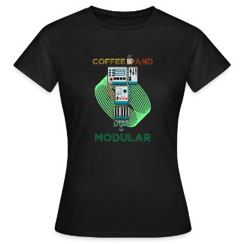 Synthesizer Synth Keyboard Elektronische Musiker - Frauen T-Shirt - Schwarz - Vorne - AI Model Female 172 dark (172cm)