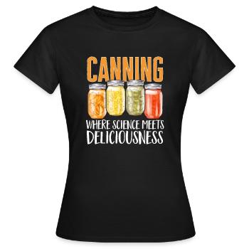 Mise en conserve, mise en conserve, mise en conserve, conservation des aliments - T-shirt Femme - noir - Devant - AI Model Female 172 dark (172cm)