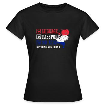 Luggage Passport No Kids Netherlands Bound - Women's T-Shirt - black - Front - AI Model Female 172 dark (172cm)