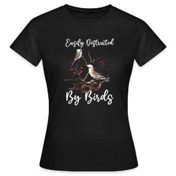 Facilement distrait par les oiseaux Bird Lover - T-shirt Femme - noir - Devant - AI Model Female 172 dark (172cm)