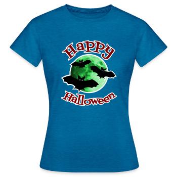 Les chauves-souris effrayantes d’Halloween flottent devant la lune - T-shirt Femme - bleu saphir antique chiné - Devant - AI Model Female 172 dark (172cm)