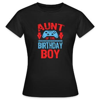 Aunty Aunt Of the Birthday Boy Gaming Family gift - Frauen T-Shirt - Schwarz - Vorne - AI Model Female 172 dark (172cm)