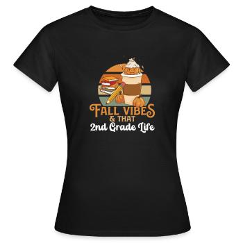 Fall Vibes That 2nd Grade Life Second Grader - T-shirt Femme - noir - Devant - AI Model Female 172 dark (172cm)