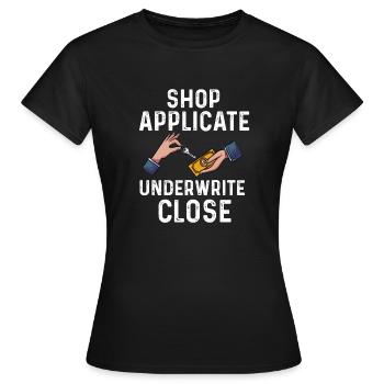shop applicate underwrite close Design for a - Women's T-Shirt - black - Front - AI Model Female 172 dark (172cm)
