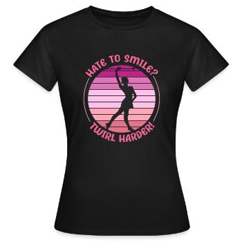 Bâton Twirling Hate To Smile - Twirl Matraque - T-shirt Femme - noir - Devant - AI Model Female 172 dark (172cm)