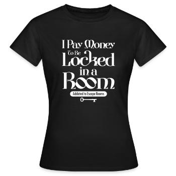 Mystère Je paie de l’argent pour être enfermé dans des salles d’évasion C - T-shirt Femme - noir - Devant - AI Model Female 172 dark (172cm)