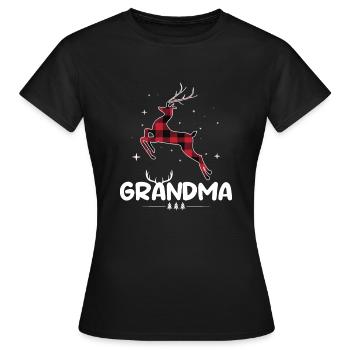 Rot kariertes Rentier Oma Weihnachten Weihnachten - Frauen T-Shirt - Schwarz - Vorne - AI Model Female 172 dark (172cm)