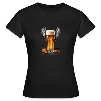 Bierglas mit Fledermausflügeln - Grusel und Genuss - Frauen T-Shirt - Schwarz - Vorne - AI Model Female 172 dark (172cm)