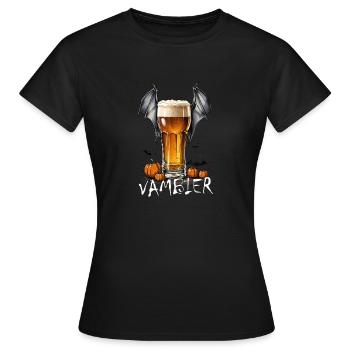 Bierglas mit Fledermausflügeln - Grusel und Genuss - Frauen T-Shirt - Schwarz - Vorne - AI Model Female 172 dark (172cm)