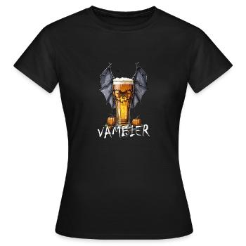 Bierglas mit Fledermausflügeln - Grusel und Genuss - Frauen T-Shirt - Schwarz - Vorne - AI Model Female 172 dark (172cm)